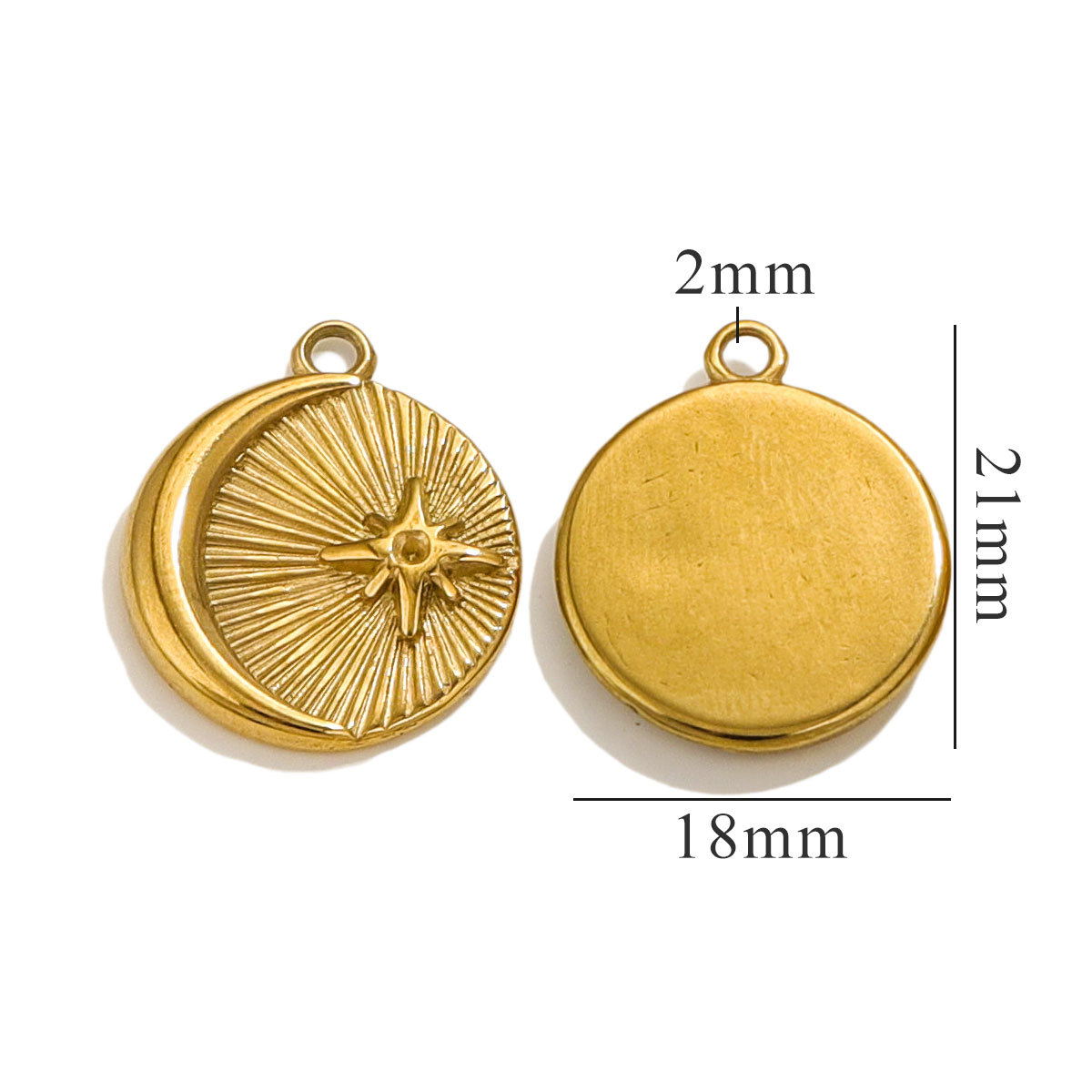 Gold color / 1 Piece Classic Retro Style Sun Shape Stainless Steel  Gold Color Women's Pendant Picture2